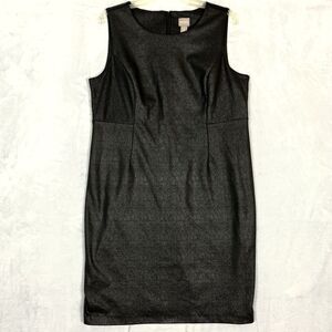 Chicos Sheath Dress Womens 2 (12-14) Black Snake Skin Stretch Sleeveless Midi